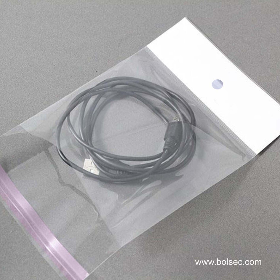 bolsa de celofan con cenefa y exhibidor