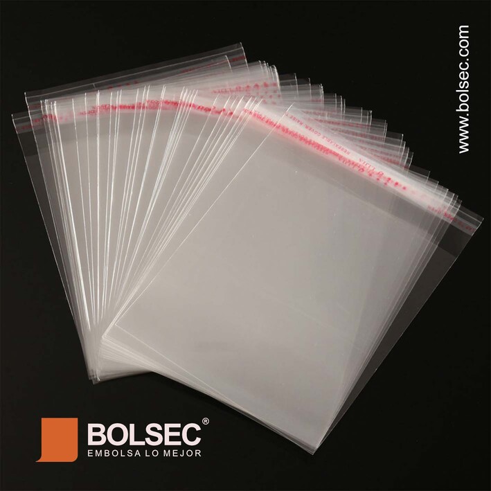 medidas de bolsas de celofan con adhesivo